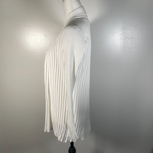 BRCHNY White Ivory Open Front Tight Knit Long Sleeve Cardigan Sweater PL - Picture 6 of 13